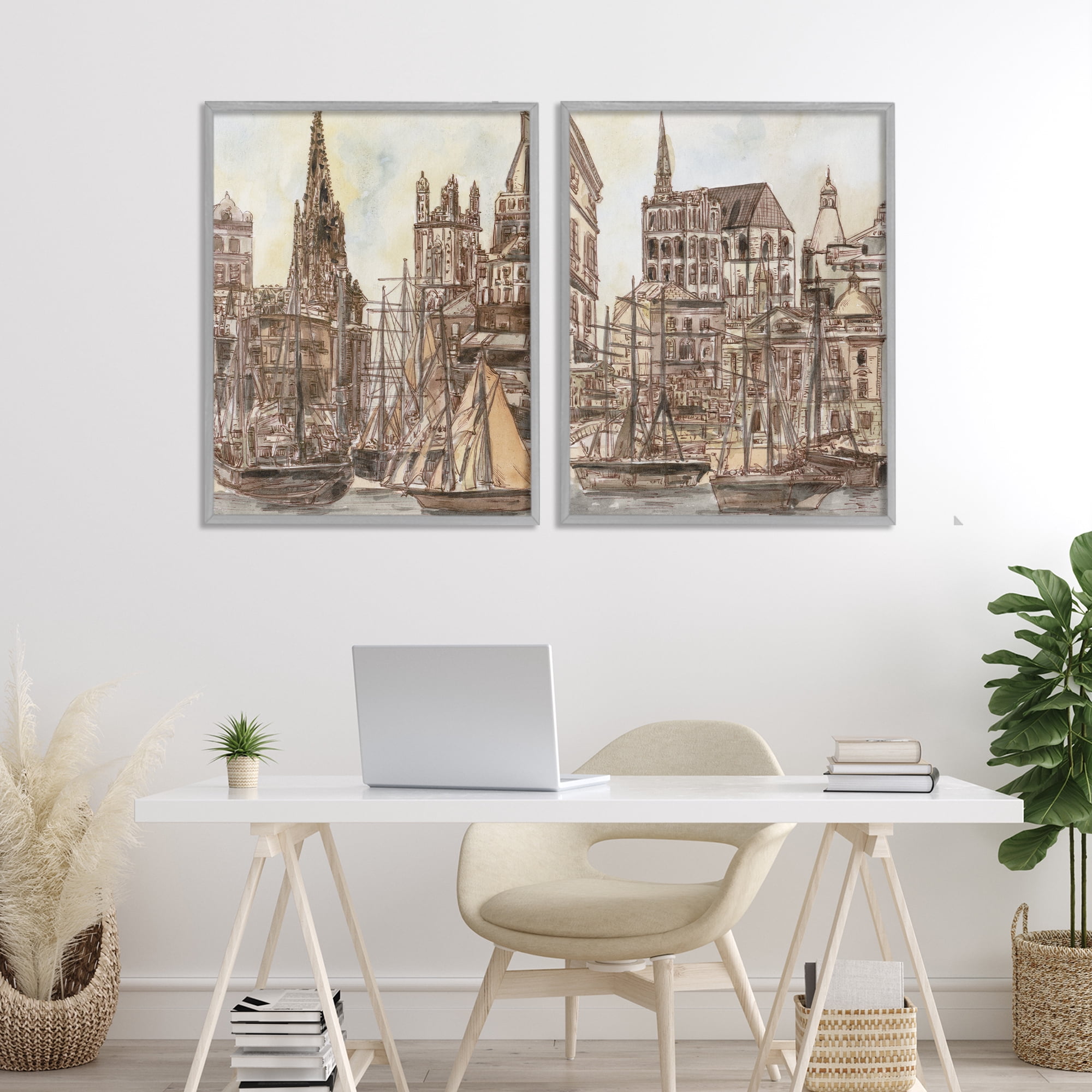 Stupell Industries Salted Remnants Pier 2 Piece Gray Framed Giclee Art Set, design by Melissa Wang