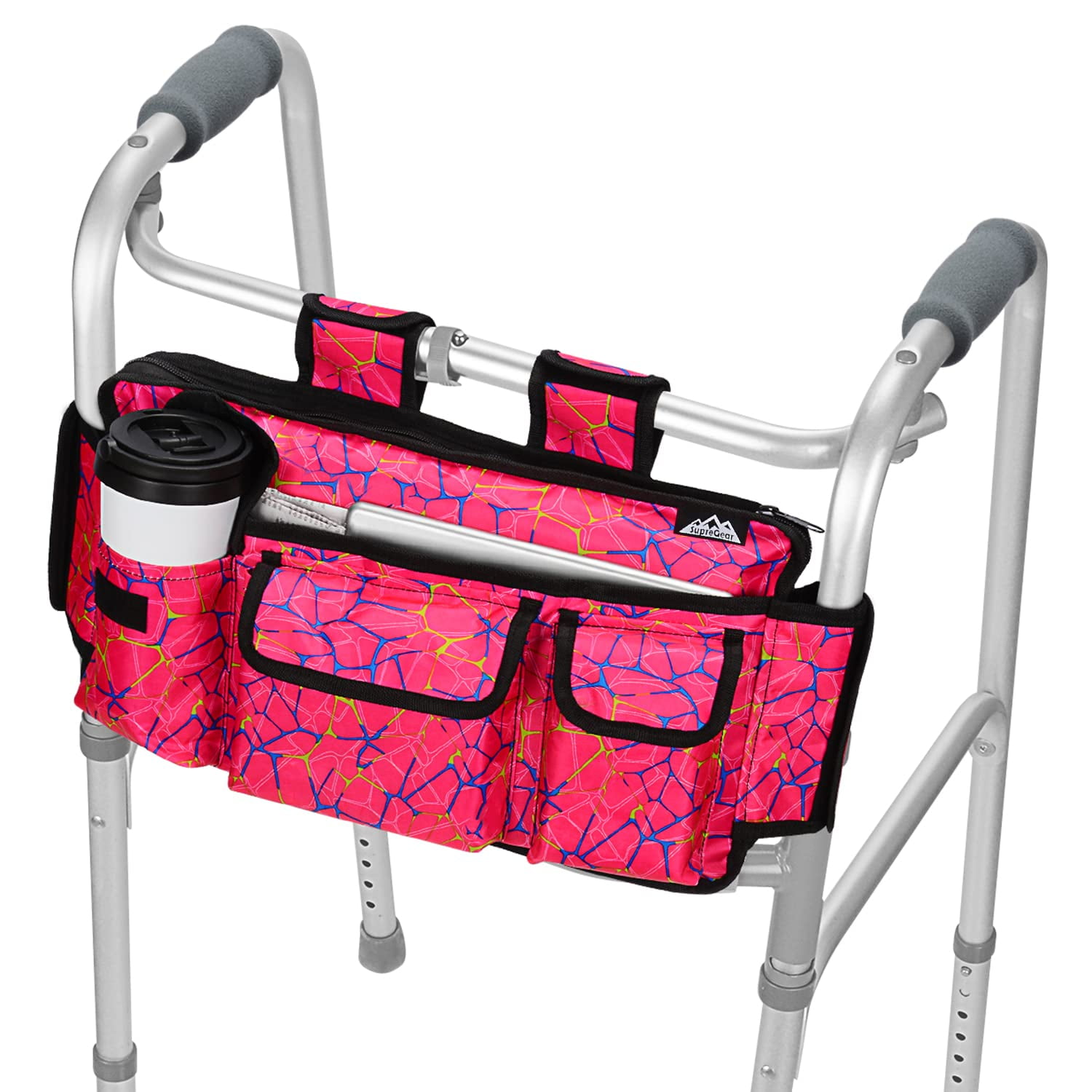 supregear Walker Bag, Folding Walker Basket Organizer Pouch Tote for Walker Rollator (Red Plaid