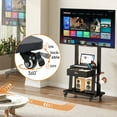 thumbnail image 5 of X-COSRACK Mobile TV Cart with Drawer & 2 Shelves for 23-75 Inch Flat/Curved Screens, Heavy Duty Rolling Floor TV Stand Holds up to 120 lbs, Adjustable Height, Max VESA 600x400mm, Black, 5 of 7