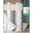 thumbnail image 2 of No Hook Shower Curtain with Snap-in Liner, Brown Grey Waterproof Fabric Bathroom Curtains, Gray Farmhouse Modern Rustic Bath Curtains & Mesh Top Window 60"x72", 2 of 6