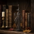 thumbnail image 6 of QLUEWX Halloween Sculpted Black Witch Statue, Resin Gothic Witch Figurine with Broomstick, 10 Inch Vintage Black Witch Sculpture Decor for Tabletop Mantel Shelf Home Holiday Party Decoration, 6 of 8
