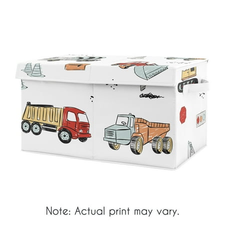 UPC: 0846480079675 | Construction Truck Red Blue Storage Fabric Toy Box by Sweet Jojo Designs