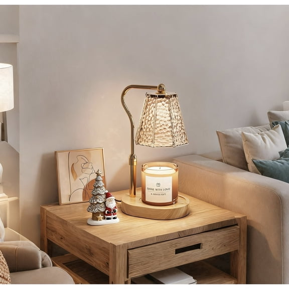 Candle Warmer Lamp with Timer Dimmable, Height Adjustable Wax Melter for Scented Jars, Vintage Home Decor Gift Set for Women Mothers with 2 Bulbs