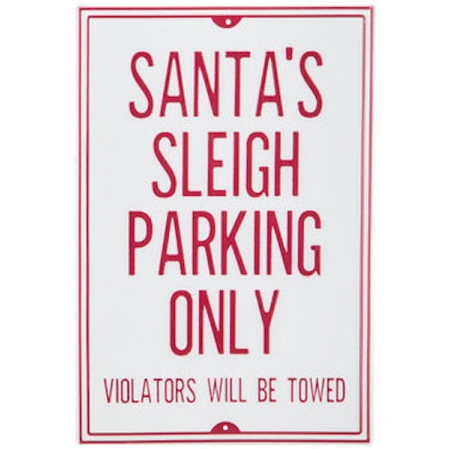 Santa's Sleigh Parking Only Metal Sign Wall Art Home Decor Christmas ...