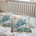 thumbnail image 6 of Teal Sea Turtle Throw Pillow Covers 20x20 Inch Set of 2, Coastal Coral Ocean Nautical Vintage Waterproof Outdoor Pillow Covers, Decorative Cushion Pillowcases for Couch, Sofa, Bed, Garden, Patio, 6 of 9