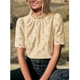thumbnail image 4 of PRETTYGARDEN Summer Tops for Women Trendy Short Sleeve Eyelet Embroidered Dressy Casual Blouse Shirts, 4 of 8