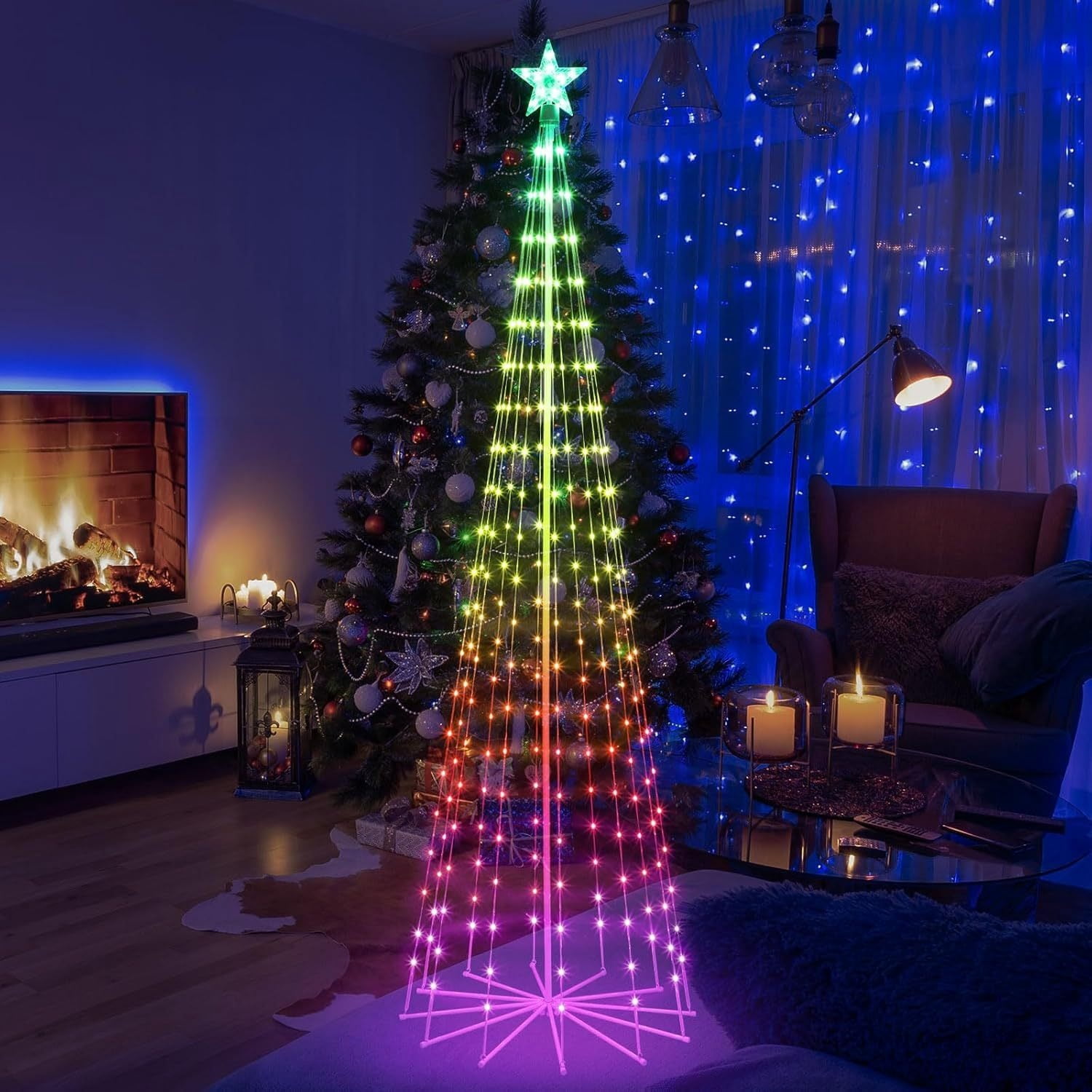 6FT Remote Control 16 Color Plug In Cone Tree Light Ideal for Holiday Decorations Indoor and Outdoor Use Energy Efficient LED Lighting Perfect for Christmas Parties and Events
