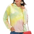 thumbnail image 1 of Sudadera con capucha y manga larga con efecto tie dye de color verde y morado, talla M, para mujer, 1 of 6