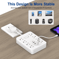 thumbnail image 4 of Lefree Surge Protector Power Strip - 8 Outlets with 4 USB (1 USB C 15W) Charging Ports Extension Cord, Flat Plug Wall Mount Desk USB Charging Station for Home Office，white, 4 of 8