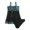 thumbnail image 1 of TopLLC Women's Two Piece Swimsuit Women's Fashion Ruffle Conservative Piece Swimsuit Chest Hollow Colorblocking Backless Swimsuit High Waisted Tummy Control Tankini Swimsuits for Women Bikini Sets, 1 of 7