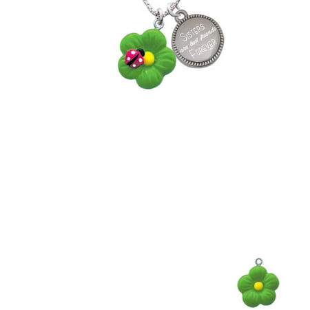 Resin Lime Green Daisy Flower with Hot Pink Ladybug Sisters Are Best Friends Forever Engraved (Best Flower For Rosin)