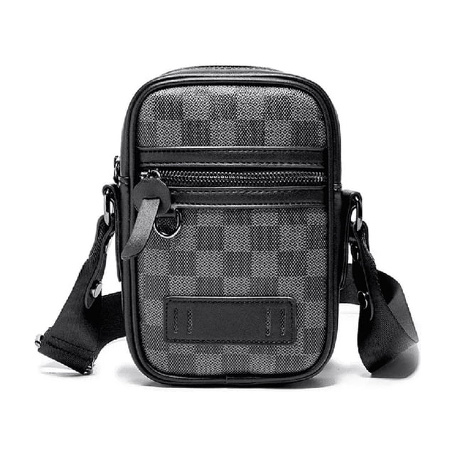 Bolso Para Hombre Crossbody Casual Negro Tartán cuadrado