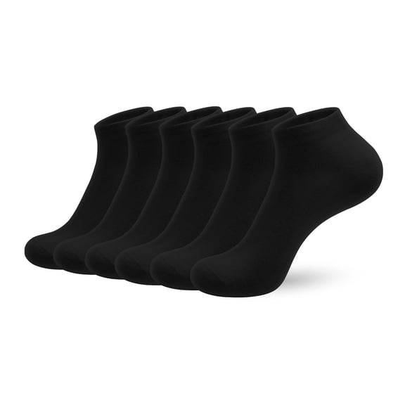 Sakusock Women's Ankle Low Cut Socks Bamboo Lightweight Flat Seam Sock 6 Pack (Black, US Size 3-7)