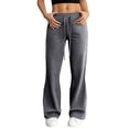 thumbnail image 2 of Women Flare Leggings Drawstring High Rise Flared Yoga Pants Soft Lounge Wide Leg Sweatpants Bell Bottom Trousers Gray 2XL, 2 of 6