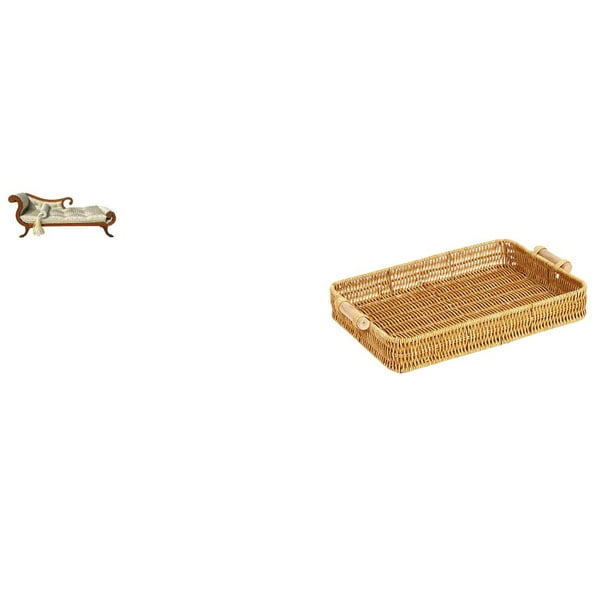 Sofá Cama De Madera En Miniatura Y Cesta De Frutas Tejida, Cuenco Para Servir Aperitivos, Accesorios De Bricolaje Para Casa De Muñecas A Escala 1/12, Accesorios Para Fotos De La Habitación,