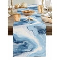 thumbnail image 5 of Abstract Blue Ombre Ocean Stripe Table Runner 13x72in Non-Slip Cotton Linen Table Runners, Watercolor Gradient Dresser Scarves TableRunner for Dinner Kitchen Dining Wedding Party, 5 of 9
