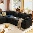 thumbnail image 7 of BedLuxury 111.5” Modular Sectional Sofa with Corner Seat, Modern Chenille Deep Seat Couches for Living Room, Office, 5-Seat, Black, 7 of 7