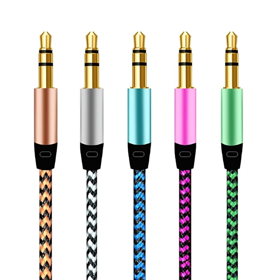 GJX 3.3ft Braided 3.5mm AUX Cable Male to Male Stereo Audio Cord for PC, Car, Speaker, DVD, Headphones, Smartphones