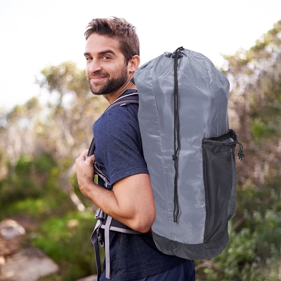 LEORX Travel Laundry Bag Backpack Adjustable Straps Khaki 1Pack