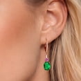 thumbnail image 3 of Gem Stone King 18K Rose Gold Plated Silver Green Nano Emerald and Pink Moissanite Dangle Earrings for Women with Lab Grown Diamond (3.49 Cttw, Oval 9X7MM), 3 of 6
