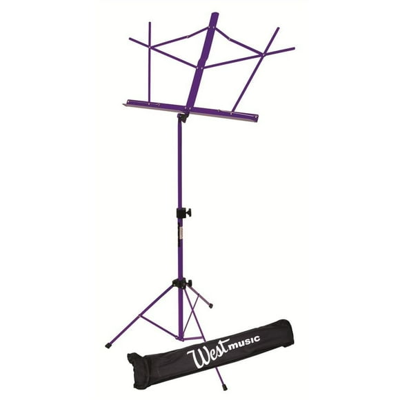 West Music Wire Music Stand with Bag, Purple - Portable, Adjustable & Foldable for Sheets up to 8.5" x 11"