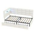 thumbnail image 6 of Upholstered Twin Size Daybed with Storage 2 Drawers and Charging Station, Day Bed Frame with LED Lights and Storage Headboard, No Box-Spring Needed, Beige, 6 of 9