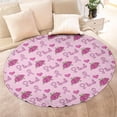 thumbnail image 4 of Pink Breast Cancer and Pioneer Flower Round Blanket,Comfortable Soft Flannel Throw Blanket,All Season,Warm Lightweight Blankets for Sofa Bed Couch Living Room Chair 47"x47", 4 of 5