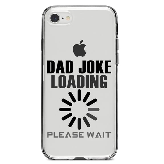 DistinctInk Clear Shockproof Hybrid Case for iPhone 7 8 SE (2020 Model) 4.7" Screen TPU Bumper Acrylic Back Tempered Glass Screen Protector - Dad Joke Loading Please Wait