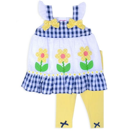 Nanette Toddler Girl 2PC YD Gingham Seersucker Flower Legging