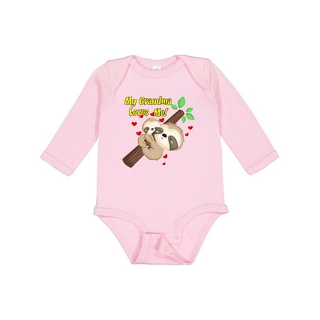 

Inktastic My Grandma Loves Me Sloth Gift Baby Boy or Baby Girl Long Sleeve Bodysuit