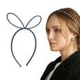 thumbnail image 2 of Unique Bargains 1 Pc Cute Frosted Rabbit Headbands for Women Dark Blue, 2 of 6