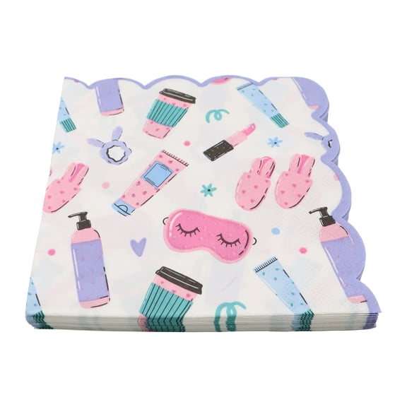 Celebrate It Lunch Napkins – Scalloped Edge Paper Napkins with Beauty & Spa Day Icons - Multicolor - 6.2" x 6.2" - 12 Packs (240 Total)