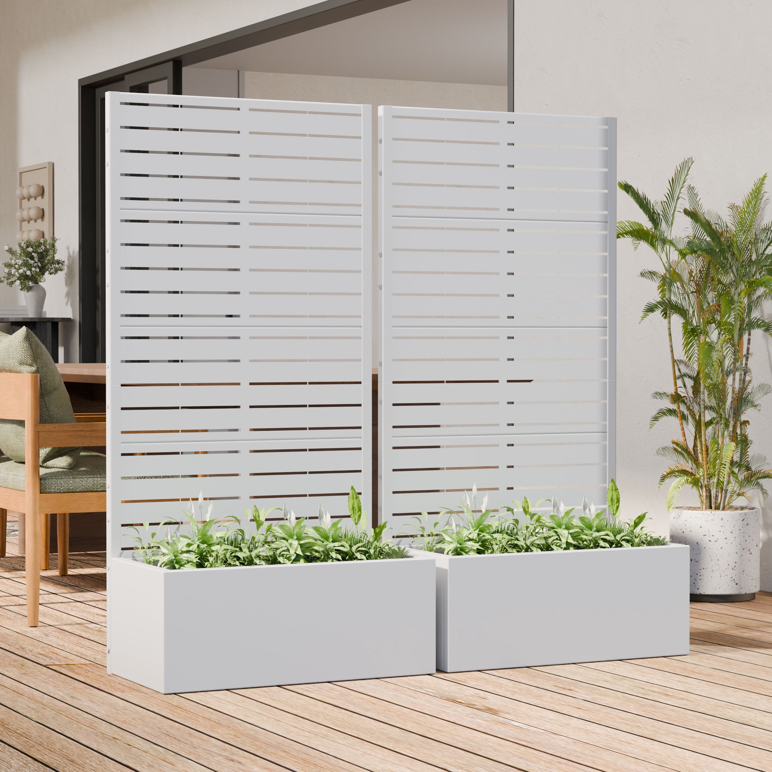 MAYEERTY 59*30in Outdoor Metal Planter Box, Easy Assembly Planter Box, Outdoor Patio Planter for Balcony, Garden, Yard