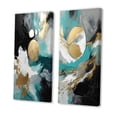 thumbnail image 3 of Designart "Full Moon Delight Gold & Turquoise Abstraction VI" Abstract Painting Wall Art Set Of 2 - Modern Blue Gallery Set For Office Decor, 3 of 6