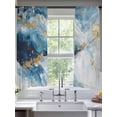 thumbnail image 3 of Sheer Curtains 63 Inches Long, Blue Oil Painting Light Filtering Window Curtains for Living Room/Bedroom, Modern Marble Art Abstract Rod Pocket Voile Sheer Curtain Drapes, 52"W x 63"L, 2 Panels, 3 of 8