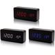 thumbnail image 4 of Reloj digital de madera: reloj despertador LED multifunción con visualización de hora/fecha/temperatura y control de voz para viajes a casa (negro y rojo), 4 of 5
