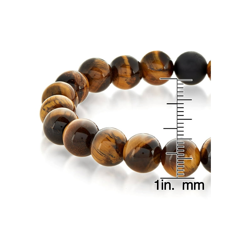 Men's Polished 10mm Natural Stone Bead Stretch Bracelet - Tiger's Eye