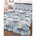thumbnail image 3 of Quilts Queen Size, Blue Sharks Coastal Soft Comforter Bedding Set for Bed, Summer Beach Ocean Nautical Lightweight Quilted Bedspread with Pillow Cover(2 Pieces) for All Season, 90x96 Inch, 3 of 6