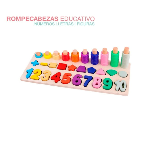 Juguete Didactico Números Figuras Geometricas Madera Anillos YEI YI-RLYNCA
