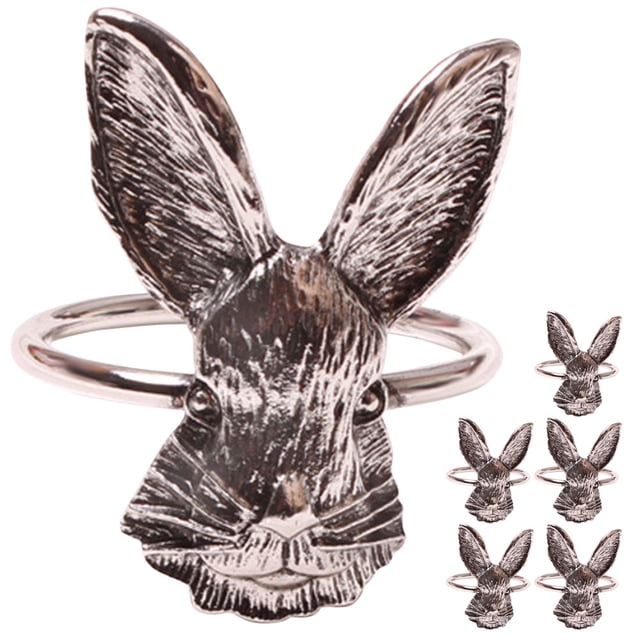 6pcs Napkin Rings Thanksgiving Party Napkin Holders Metal Rabbit Serviette Rings