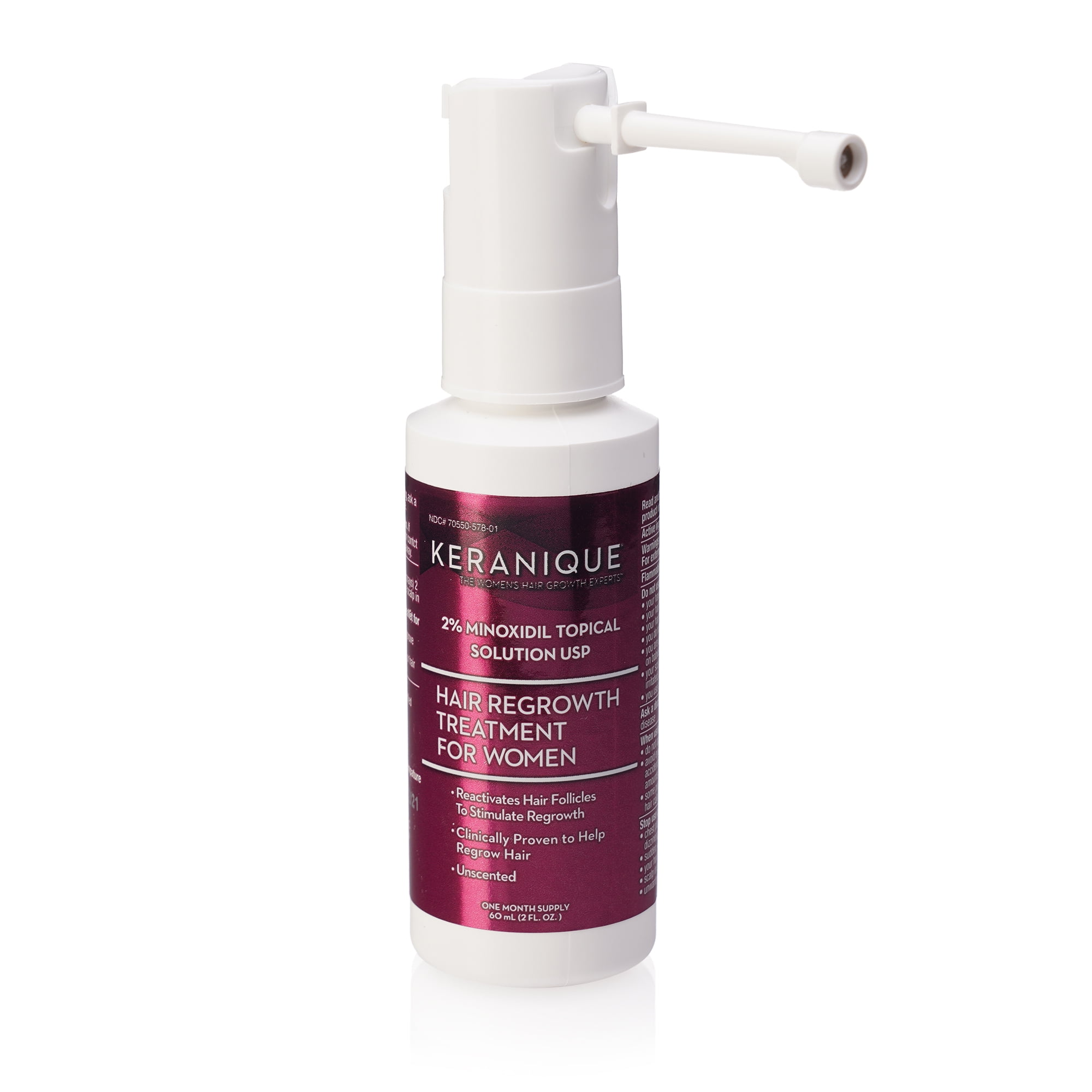 Keranique Hair Regrowth Treatment Extended Nozzle Sprayer, 2% Minoxidil, 30  Day Supply 2 fl oz - Walmart.com