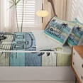 thumbnail image 4 of catabedysis Ocean Beach Camping Zipper Twin Comforter Sets with Fitted Sheet and 2 Pillowcases,Camper Print Zipper Bedding Set For Boys,Multicolor,Light Gray Reversible,4-Piece, 4 of 7