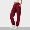 thumbnail image 2 of vigerkar Womens Cargo Sweatpants Oversized Joggers Baggy Athletic Pants with Pockets (Wine, S), 2 of 7