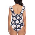 thumbnail image 6 of Yiaed Cute Basebal Print Women's Ruffled One Piece Swimsuit V Neck Swimwear Slimming Monokini for Woman-Small, 6 of 8