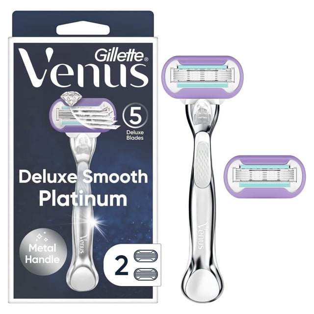 Gillette Rastrillo de afeitar Venus Extra Smooth Platinum para Mujer + 2 Cartuchos de Repuesto