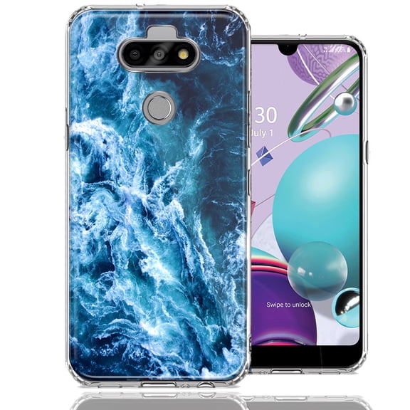 MUNDAZE For LG Aristo 5/K31/Fortune 3 Deep Blue Ocean Waves Design Double Layer Phone Case Cover