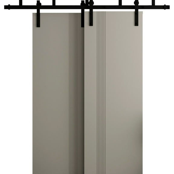 Sliding Modern Barn Bypass Doors 36 x 80 in - LUNO 1110 Dove Grey - Modern 6.6ft Rails Hardware Set - Wood Solid Bedroom Wardrobe Doors