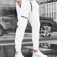 thumbnail image 2 of MIXUE Mens Cargo Pants Solid Color Casual Fashion Bunched Feet Fashion Zipper Drawstring Casual Sweatpants for Men Outwear,White,M, 2 of 4