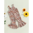 thumbnail image 3 of Coduop Kids Girls Suspender Bodysuit Floral Sleeveless Jumpsuit Flared Playsuit for Toddler, 3 of 9