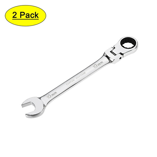 Llave de combinación de extremo de caja de 72 dientes con cabeza flexible de 10 mm de Uxcell, acero CR-V, paquete de 2
